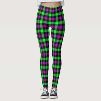 Leggings Tartan vert d'Halloween et violet