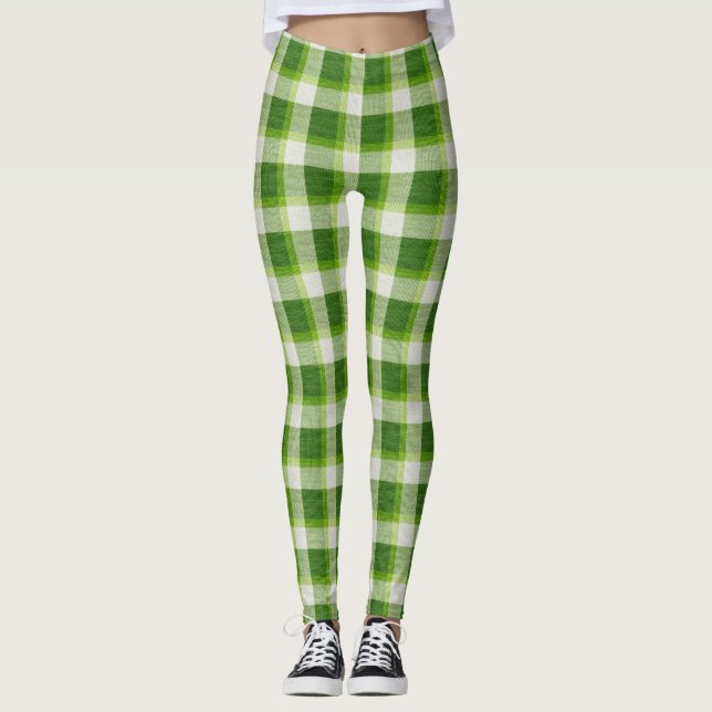 Leggings Tartan vert doux (Devant)
