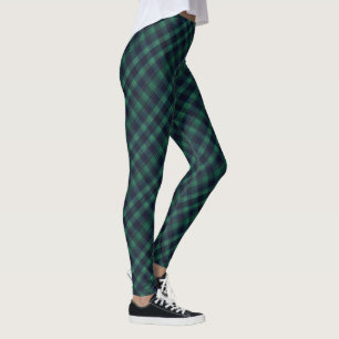 Leggings Tartan vert et bleu diagonal plaid