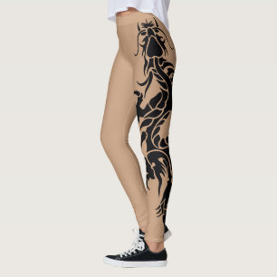 Leggings Tatouage de dragon Tribal Noir En Couleur Peau