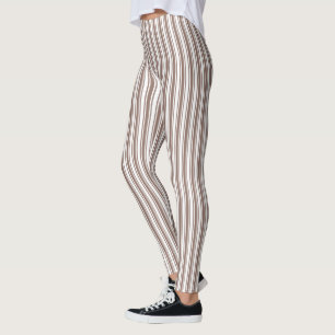 Leggings Taupe brun et blanc bonbons rayures
