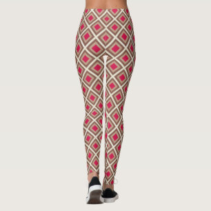 Leggings Taupe, Taupe Légère, Diamants Ikat Rose Chaud STay