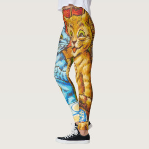 Leggings Tea Party de chats par Louis Wain