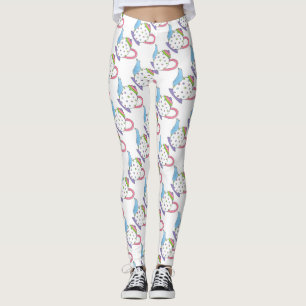 Leggings Tea Tea Tea Party Pink Blue Polka Teapot