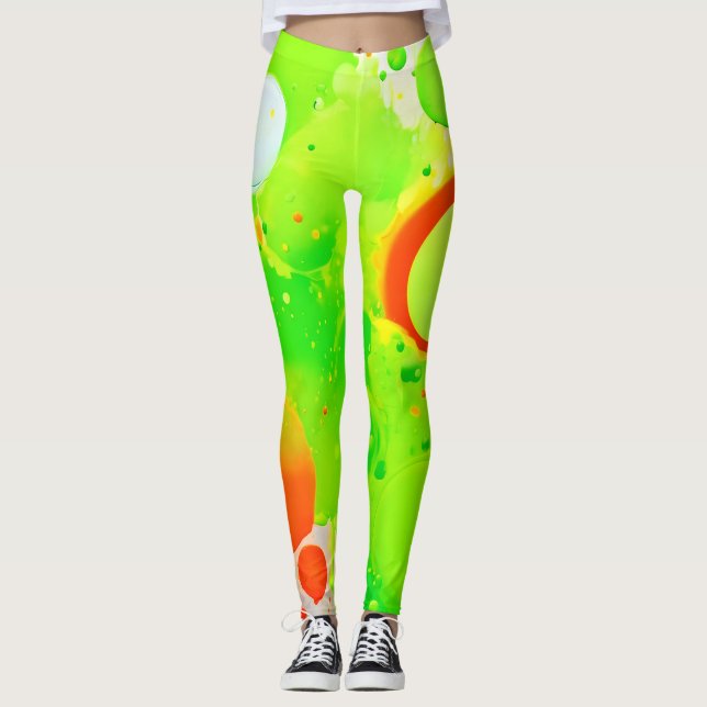 Leggings Teintes Vertes & Orange (Devant)