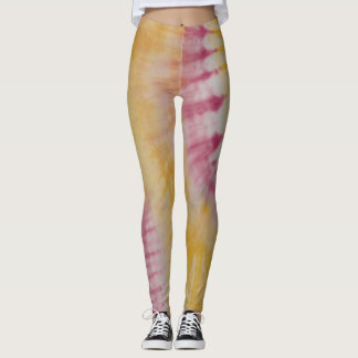 Leggings Teinture De Tie Rose Et Jaune