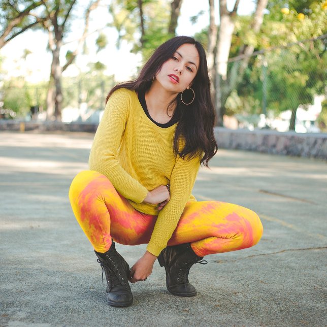 Leggings Teinture De Tie Rose Et Jaune (Créateur téléchargé)