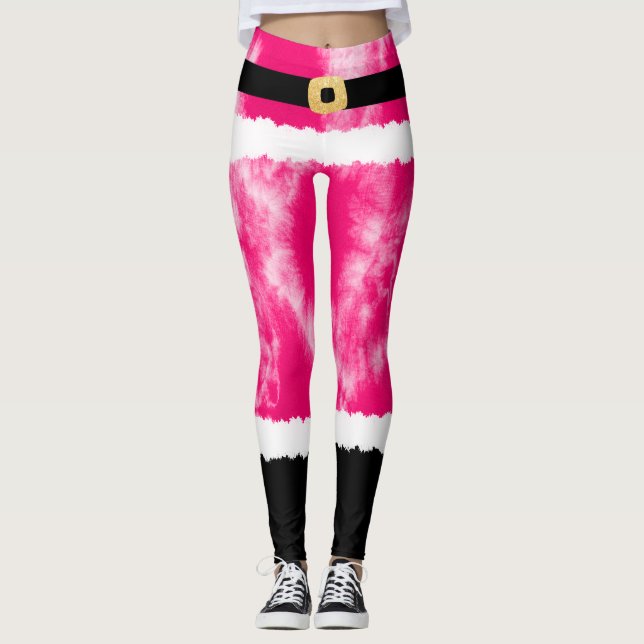 Leggings Teinture rose Tie Dye Costume du Père Noël (Devant)