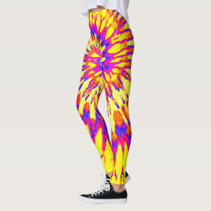 Leggings Teinture spirale jaune, magenta et orange