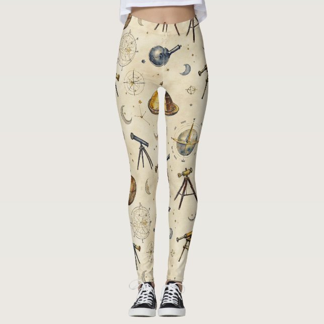Leggings Telescopes Astrolabes Galaxy Motif (Devant)