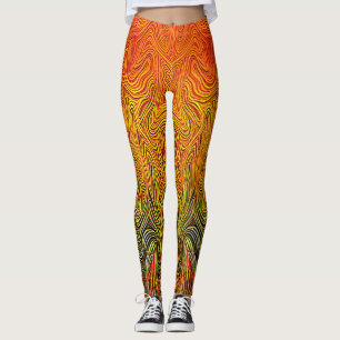 Leggings "Tempête neurale" Orange jaune Abstrait