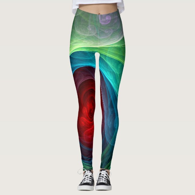 Leggings Tempête rouge Floral Art moderne Abstrait Motif co (Devant)