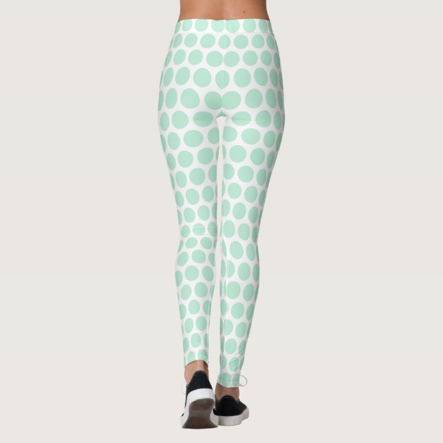 Leggings Tendance Moderne Elégante Monnaie Vert Blanc Coule (Dos)