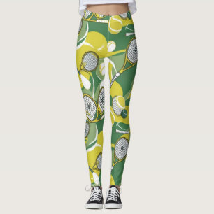 Leggings Tennis ball et raquette encre noire et blanche sur