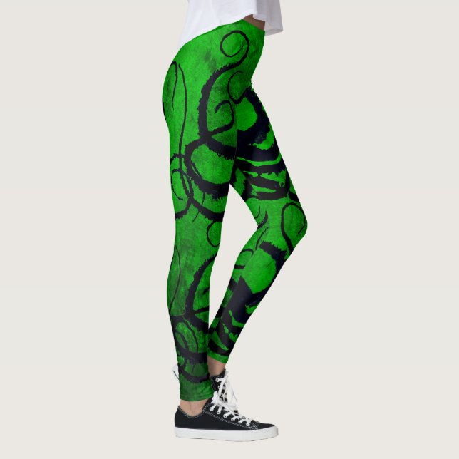 Leggings Tentacules de poulpe sur le vert - guêtres (Droite)