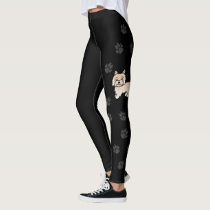 Leggings Térrier Cairn Crème Chien de Dessin Animé Mignon &