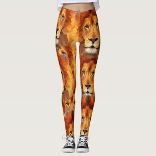 Leggings Tête de lion Brown Impression 2 sur toute impressi