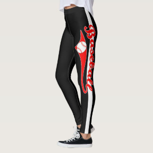 Leggings Texte De Baseball Avec Bandes Et Ballons Imprimées
