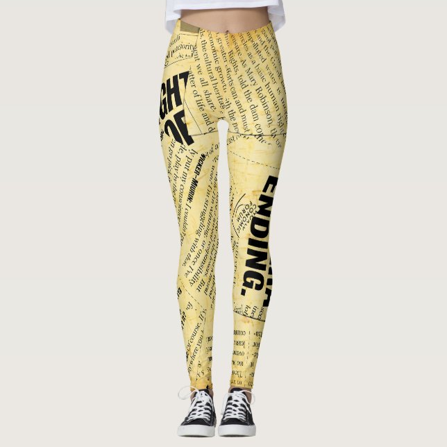 Leggings Texte du journal de presse avec vieux papier (Devant)