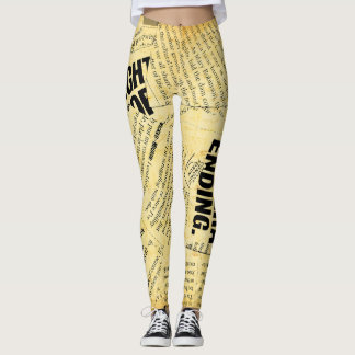 Leggings Texte du journal de presse avec vieux papier
