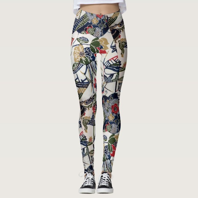 Leggings Textile japonais vintage de kimono (Bingata) (Devant)