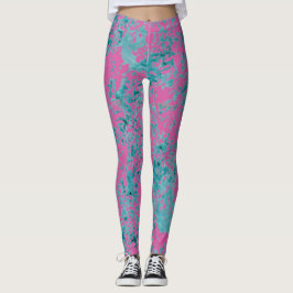 Leggings Texture bleue sur une couleur solide rose