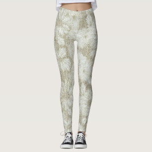 Leggings Texture crémeuse veloutée de marguerite florale
