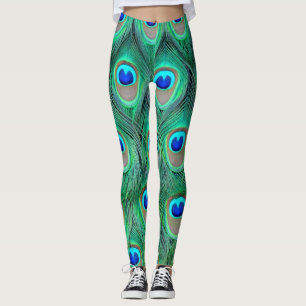 Leggings texture de plumage de Guêtre-paon