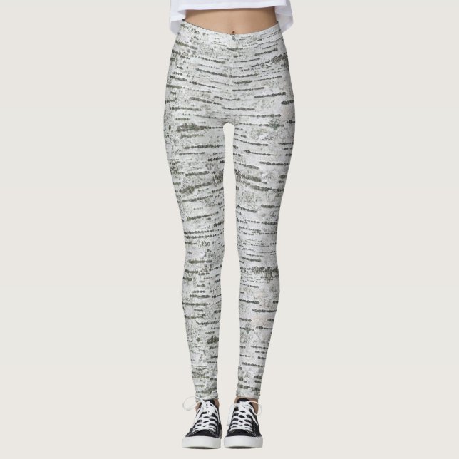 Leggings Texture du bois de bouleau (Devant)