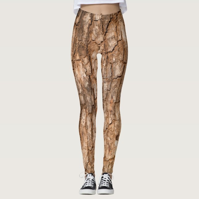 Leggings Texture écorce d'arbre, arrière - plan de bois nat (Devant)
