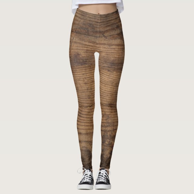Leggings Texture en bois Brown Arrière - plan Abstrait (Devant)