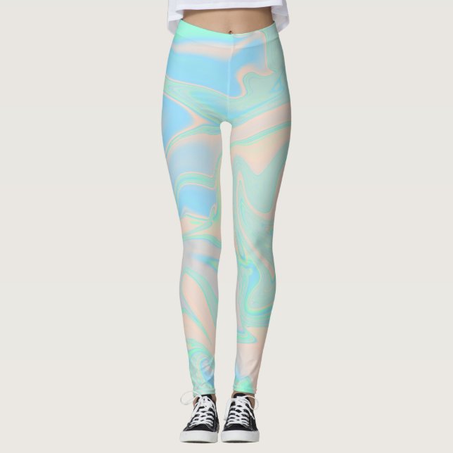 Leggings Texture iridescente olographe de faux liquide (Devant)