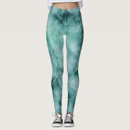 Leggings Texture marbré en vert menthe