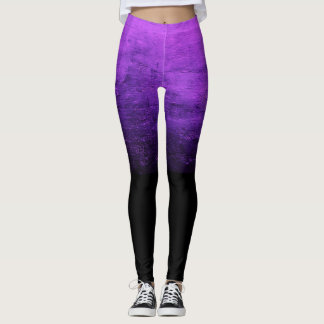 Leggings Texture Ombré Noir en Détresse - Violet
