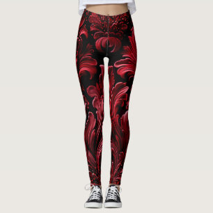 Leggings Texture opulente Rouge Velvet Parties scintillant 