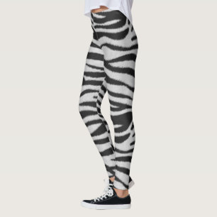 Leggings Texture réaliste Zèbre noir et blanc