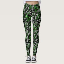 Leggings Texture verte de chaux attrayante gravée en gris