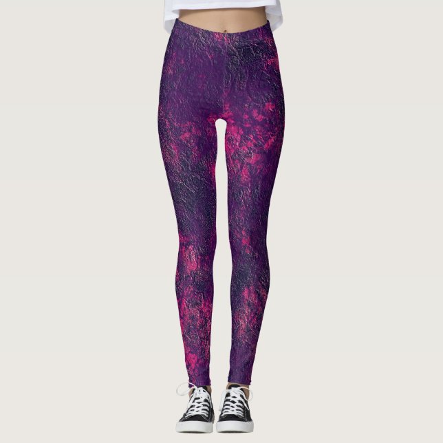 Leggings texture violet foncé texturé en marbre de daim g (Devant)