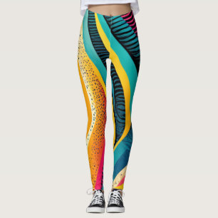 Leggings Textures courbes aux couleurs vives