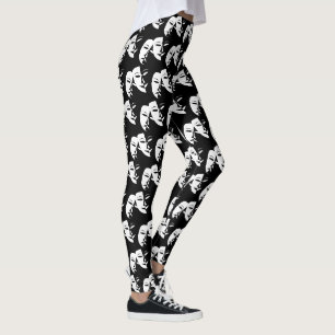 Leggings Théâtre Masque Comédie Tragédie Noir Blanc