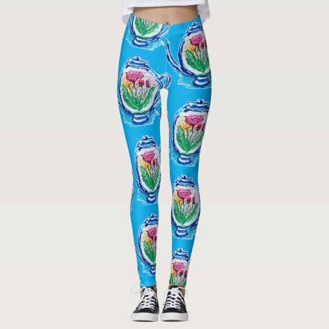 Leggings Théière à fleurs (Devant)