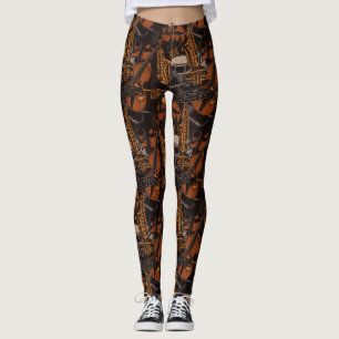 Leggings Thème musical Saxophone Violon Piano