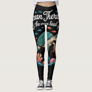 Leggings Thérapie Océan Tortue de Mer - Laissez les Vagues