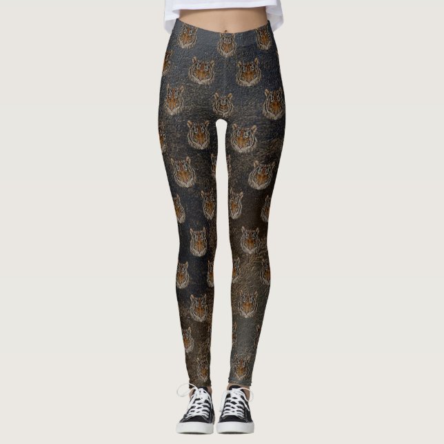 Leggings Tiger tête, look cuir (Devant)