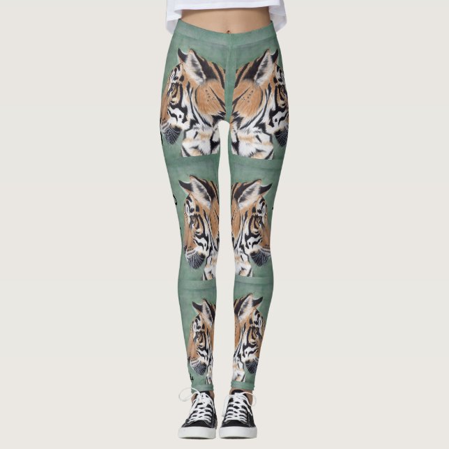 Leggings Tiger Yeux Leging Personnaliser NOM Art original (Devant)