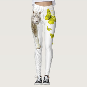 Leggings Tigre Blanc Papillon Jaune