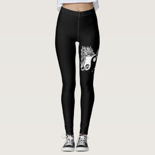 Leggings Tigre et Dragon, Yin Yang, Noir et blanc moderne