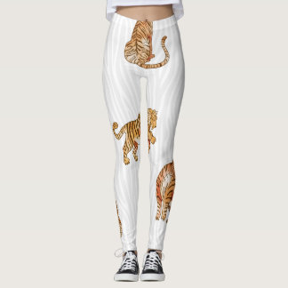 Leggings Tigres sauvages : Motif d'animaux d'aquarelle.