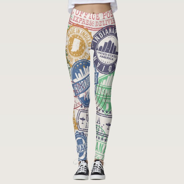 Leggings Timbres d'Indianapolis : Sceau de voyage. (Devant)