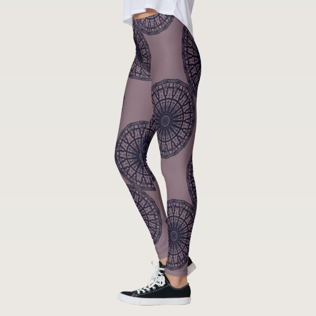 Leggings tirage abstrait moderne en bleu profond rose (Gauche)